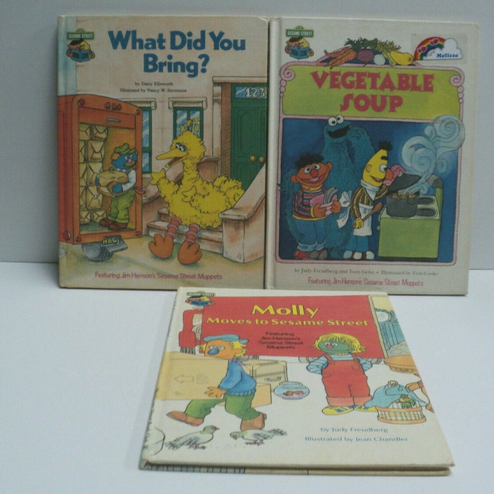 Lot of 3 Vintage 1980 Sesame Street Hardcover Books Very Good Condition!
